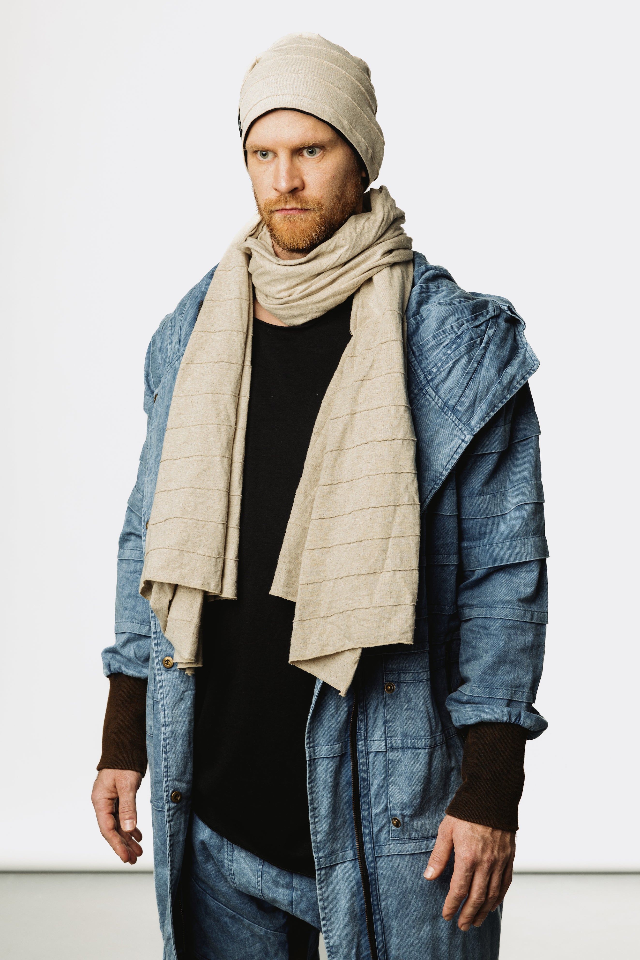 HUIVI - Oversized Scarf Shawl in Soft Natural Hemp Cotton Fabric