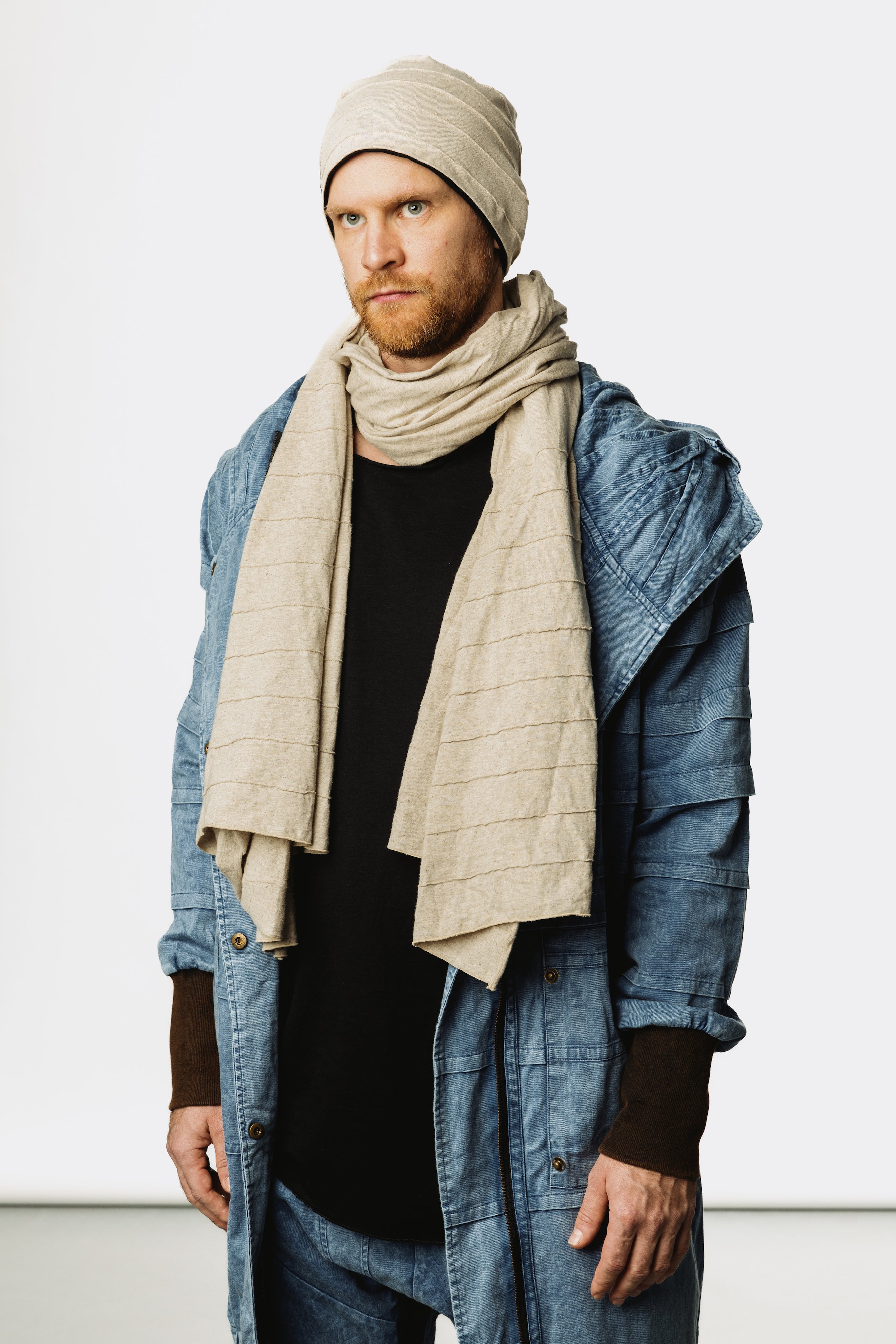 HUIVI - Oversized Scarf Shawl in Soft Natural Hemp Cotton Fabric