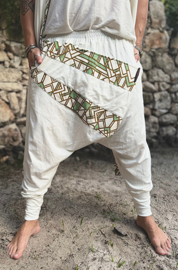 NINJA WARRIOR Bamboo - Impressive drop crotch harem pants with unique tribal patterns