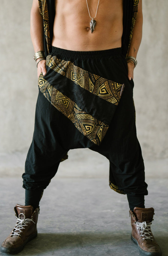 NINJA WARRIOR Bamboo - Impressive drop crotch harem pants with unique tribal patterns