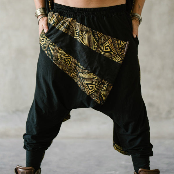 NINJA WARRIOR Bamboo - Impressive drop crotch harem pants with unique  tribal patterns