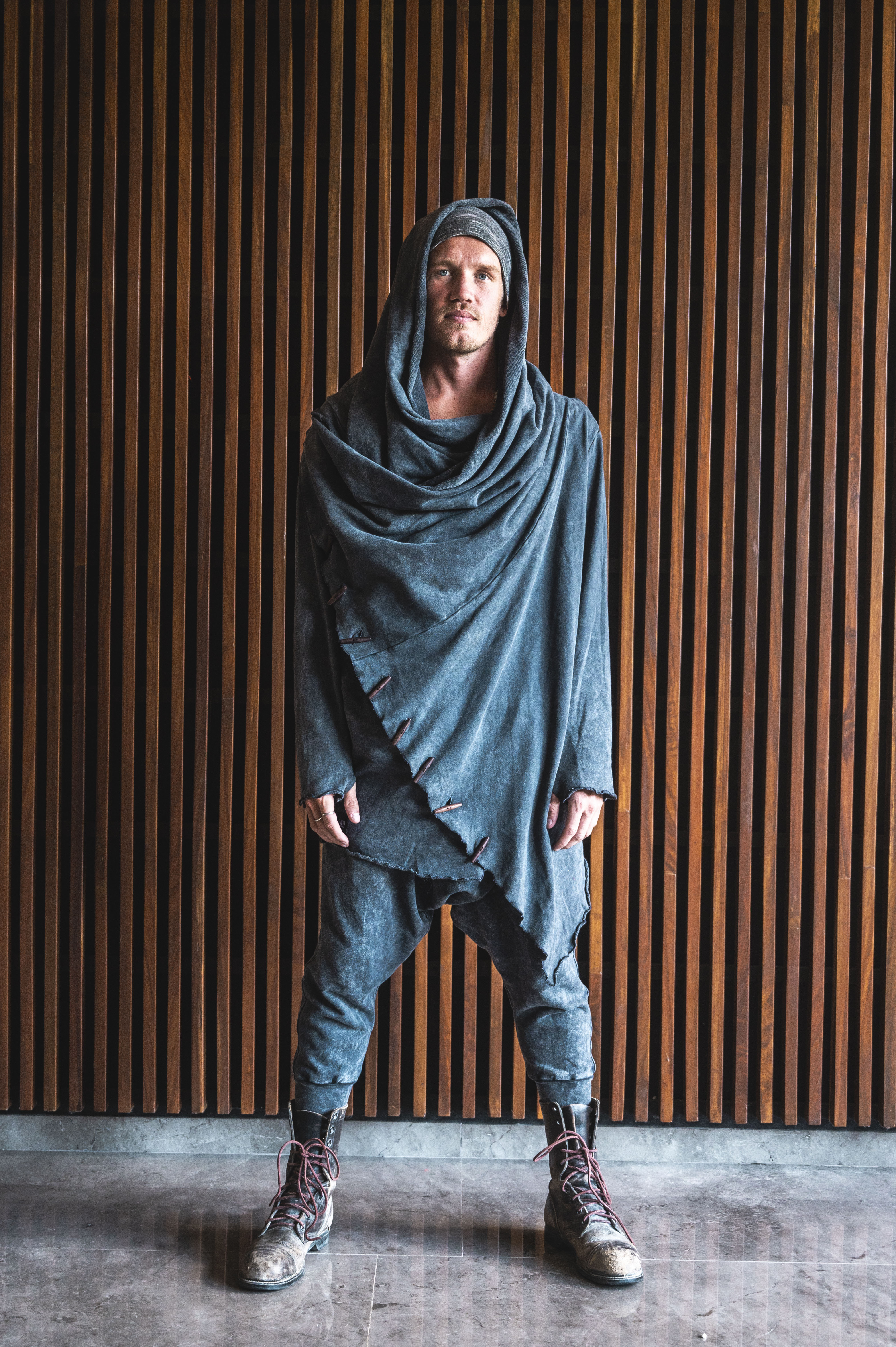 URBAN Ninja - Black Grey Stonewashed Cotton Harem Pants