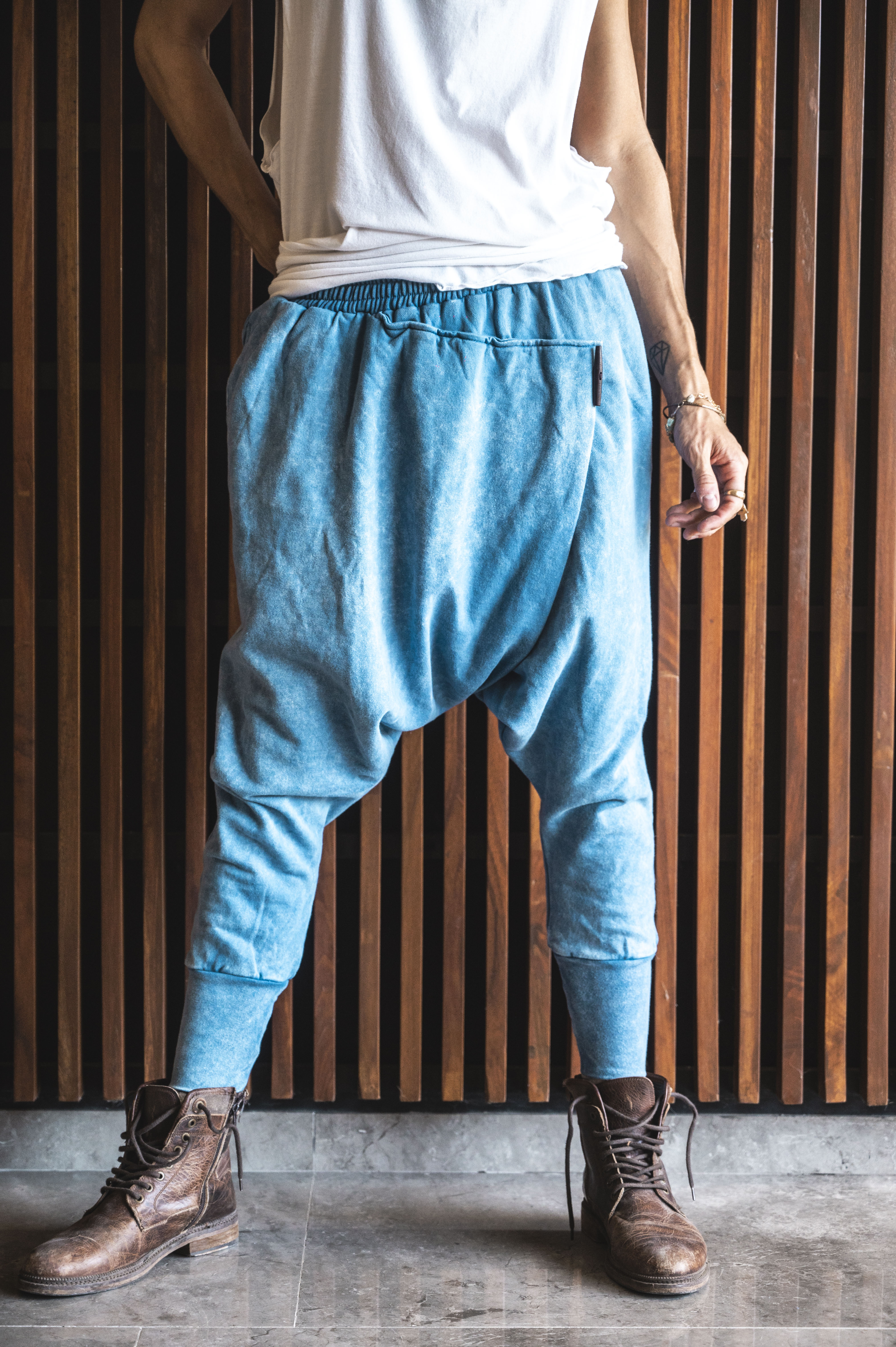 URBAN Ninja - Blue Stonewash Cotton Harem Pants