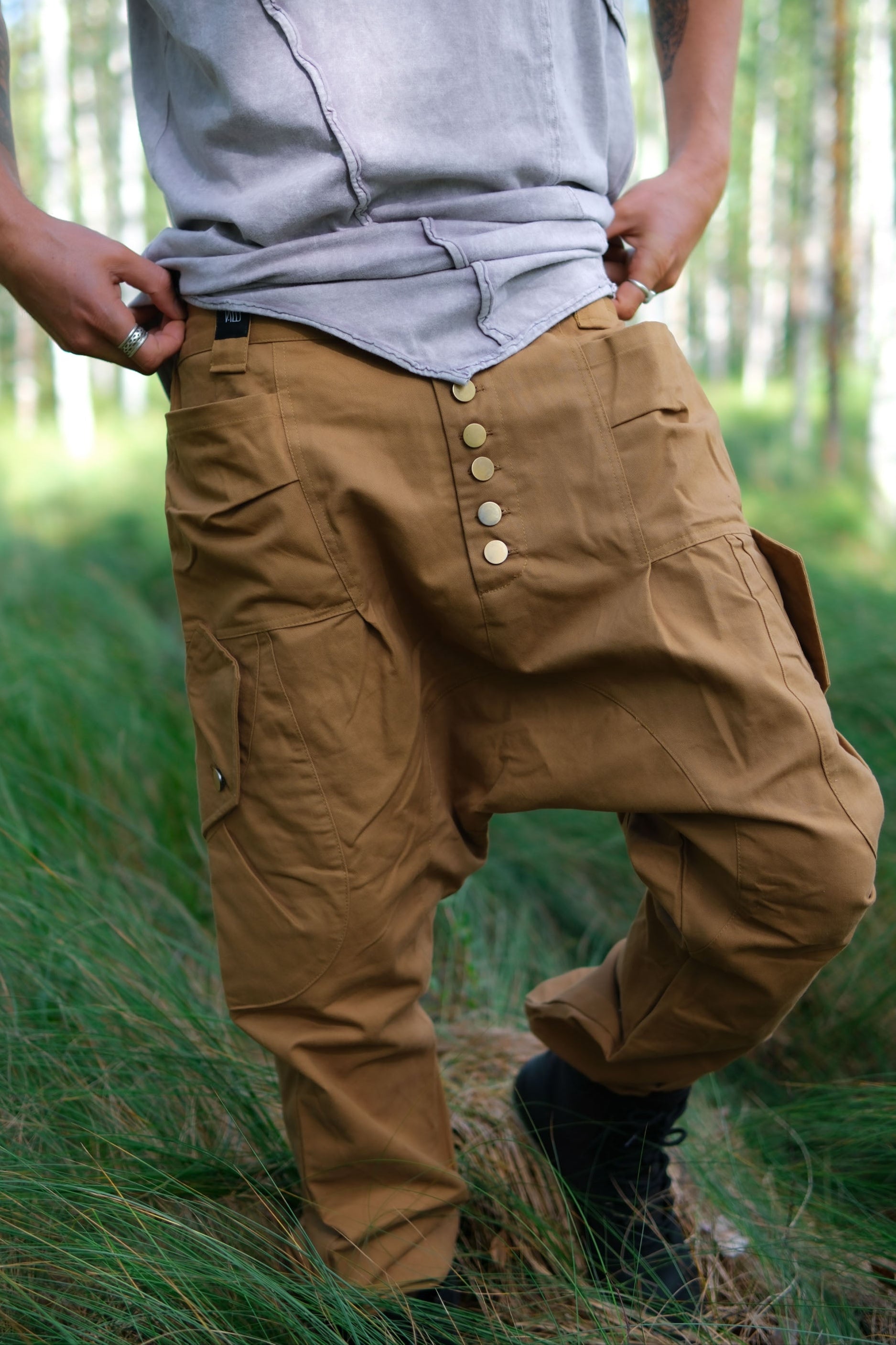 LUONTO - Cargo Style Baggy Drop Crotch Harem Pants