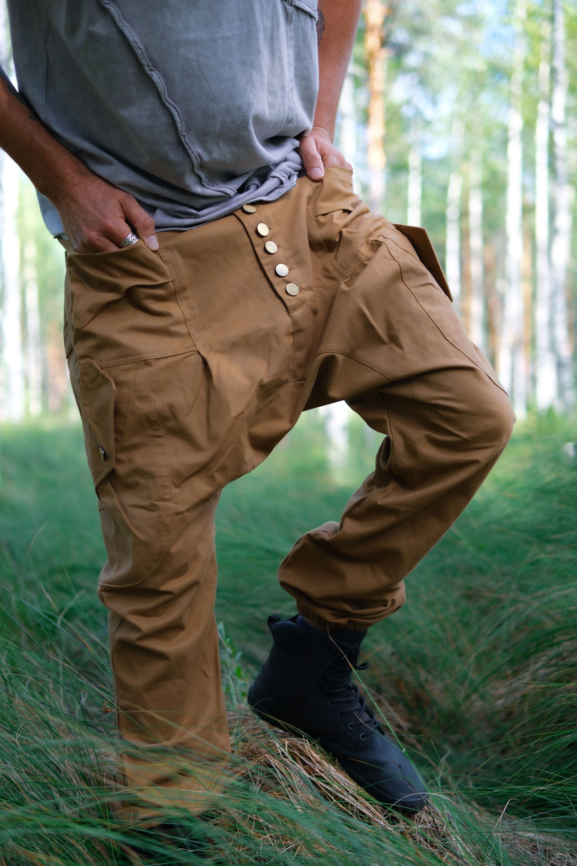 LUONTO - Cargo Style Baggy Drop Crotch Harem Pants