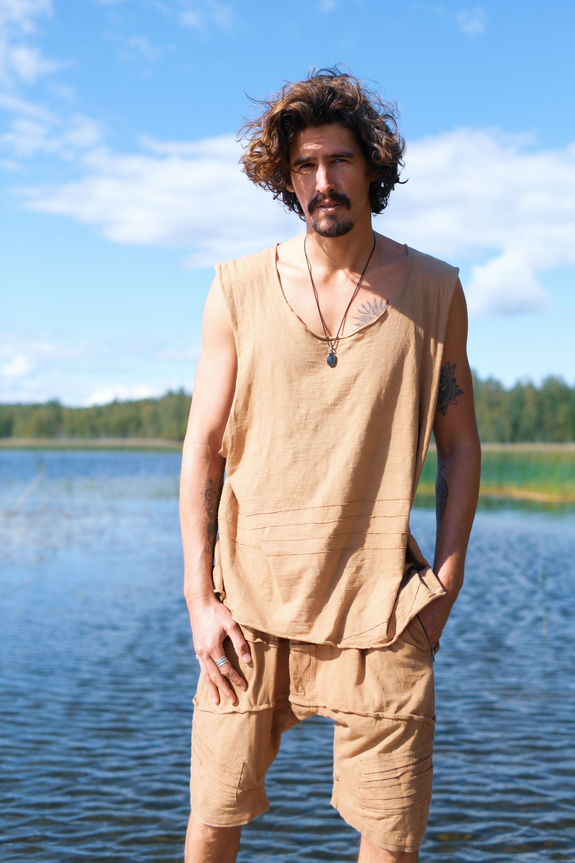 SAHARA Light Shorts - Light Boho Drop Crotch Cotton Shorts
