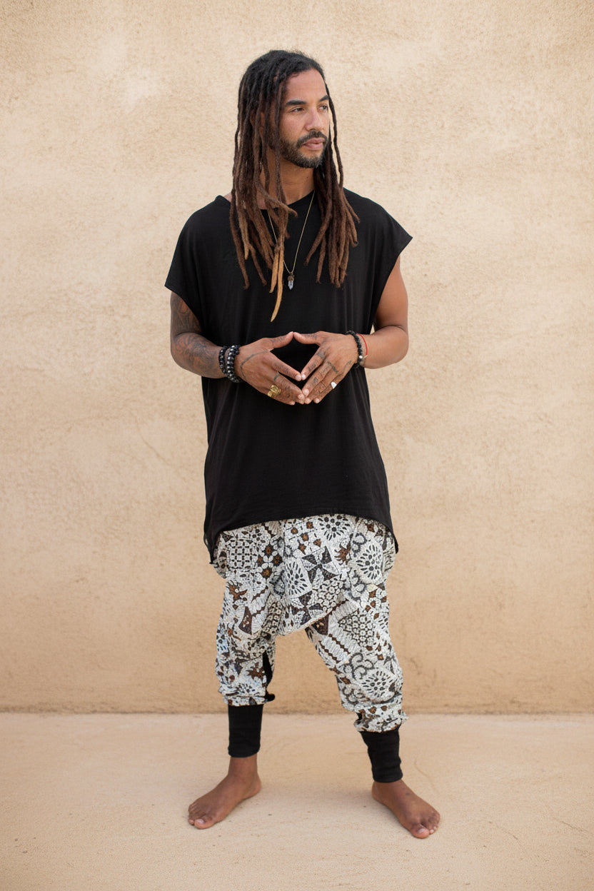 VALO Design  BALI SPIRIT NINJA White Batik - Comfortable & stylish cotton print harem pants