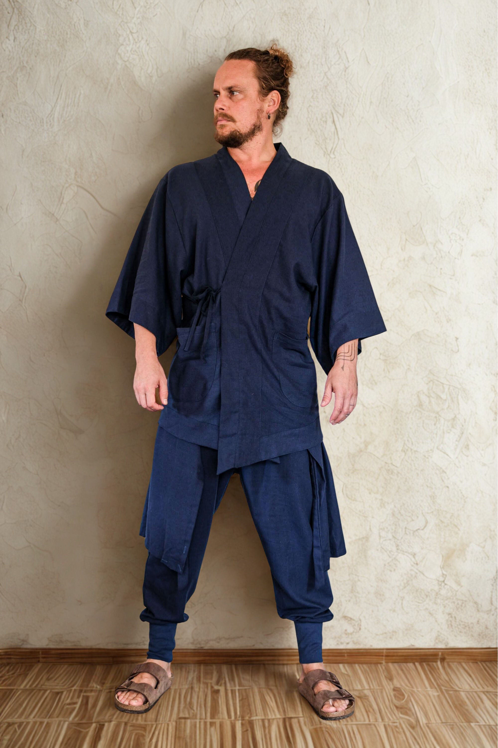 BUSHI Kimono - Japanese Inspired Linen Haori Robe Vest