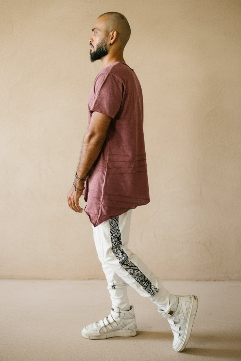 CAPO Pants - Bamboo stretch drop crotch joggers with tribal details - VALO Design Clothing 