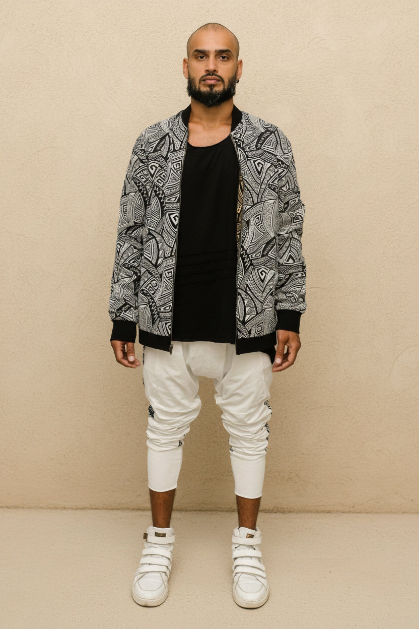 CAPO Pants - Bamboo stretch drop crotch joggers with tribal details - VALO Design Clothing 