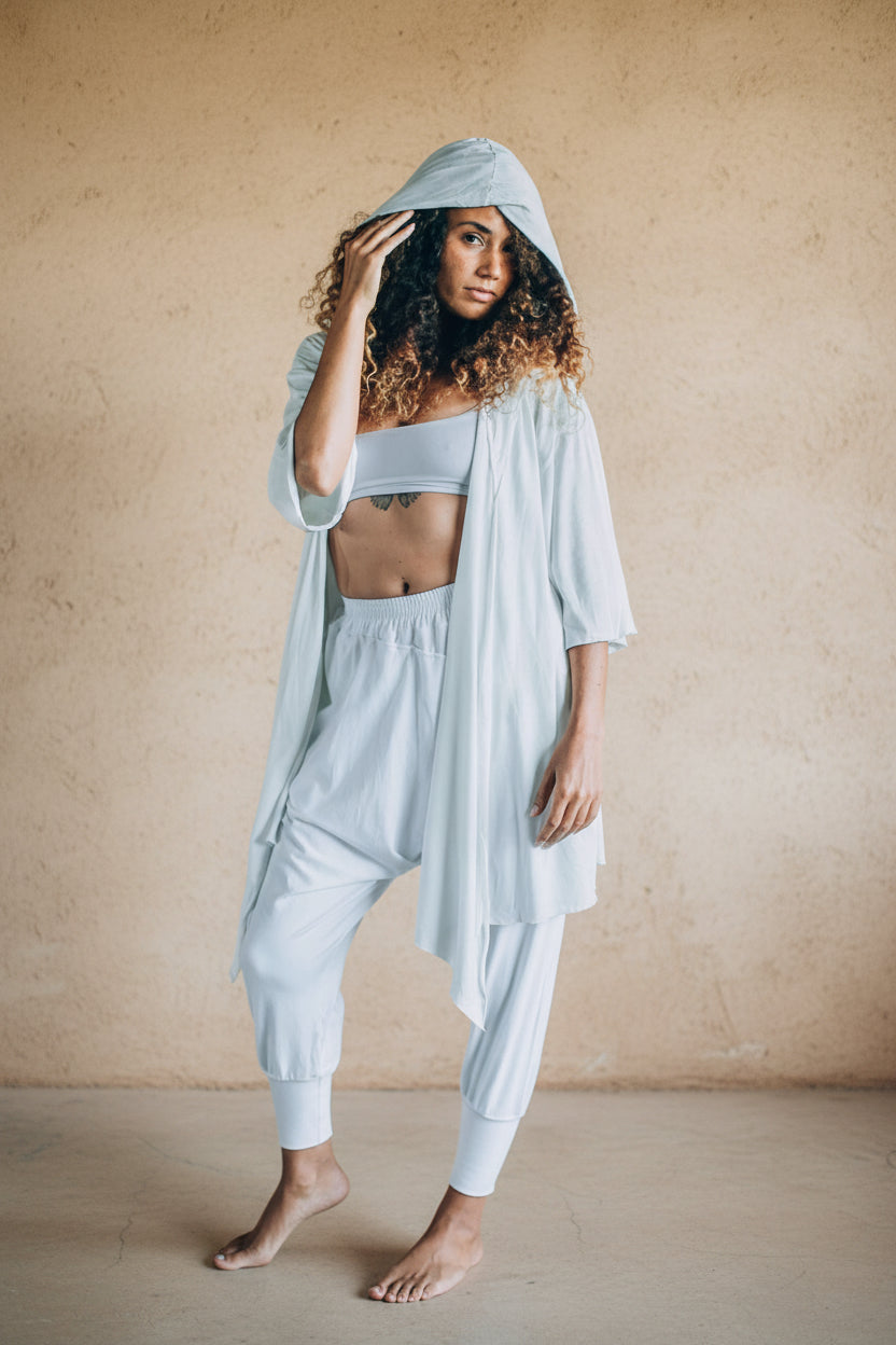 VALO Design Clothing Capes HANZO White - Japanese style bamboo kimono top vest