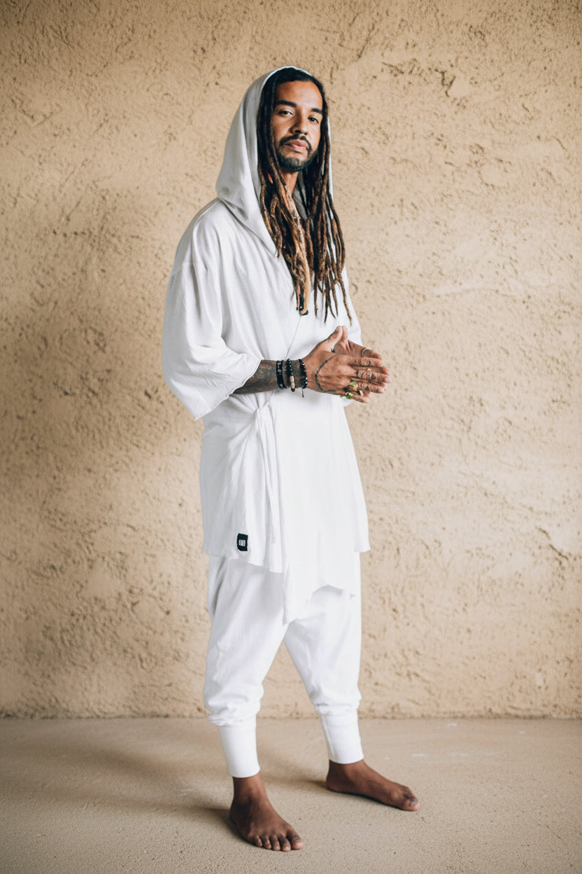 VALO Design Clothing Capes HANZO White - Japanese style bamboo kimono top vest