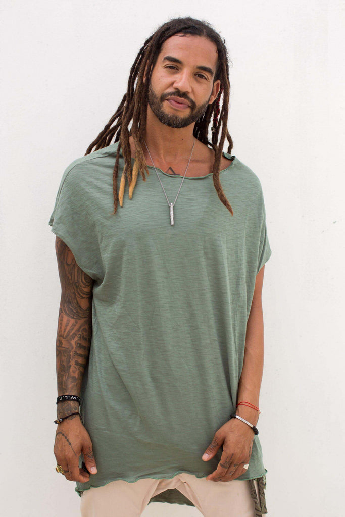 VALOdesigns Shirts S/M / Matcha Green ISO - loose and comfortable asymmetric oversized t-shirt cropped top
