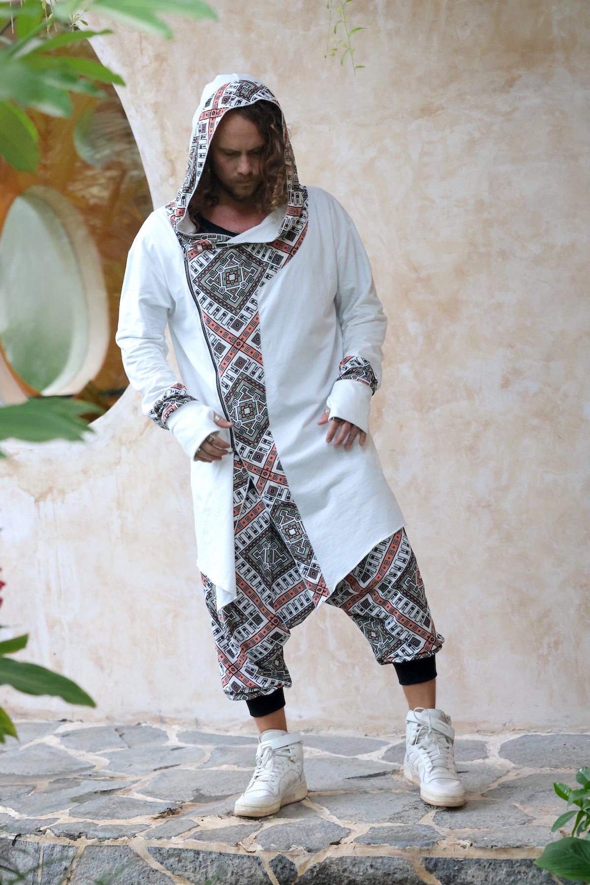 VALO Design Hoodies JEDI - A truly flamboyant Jedi style hooded vest cape with unique geometric print art