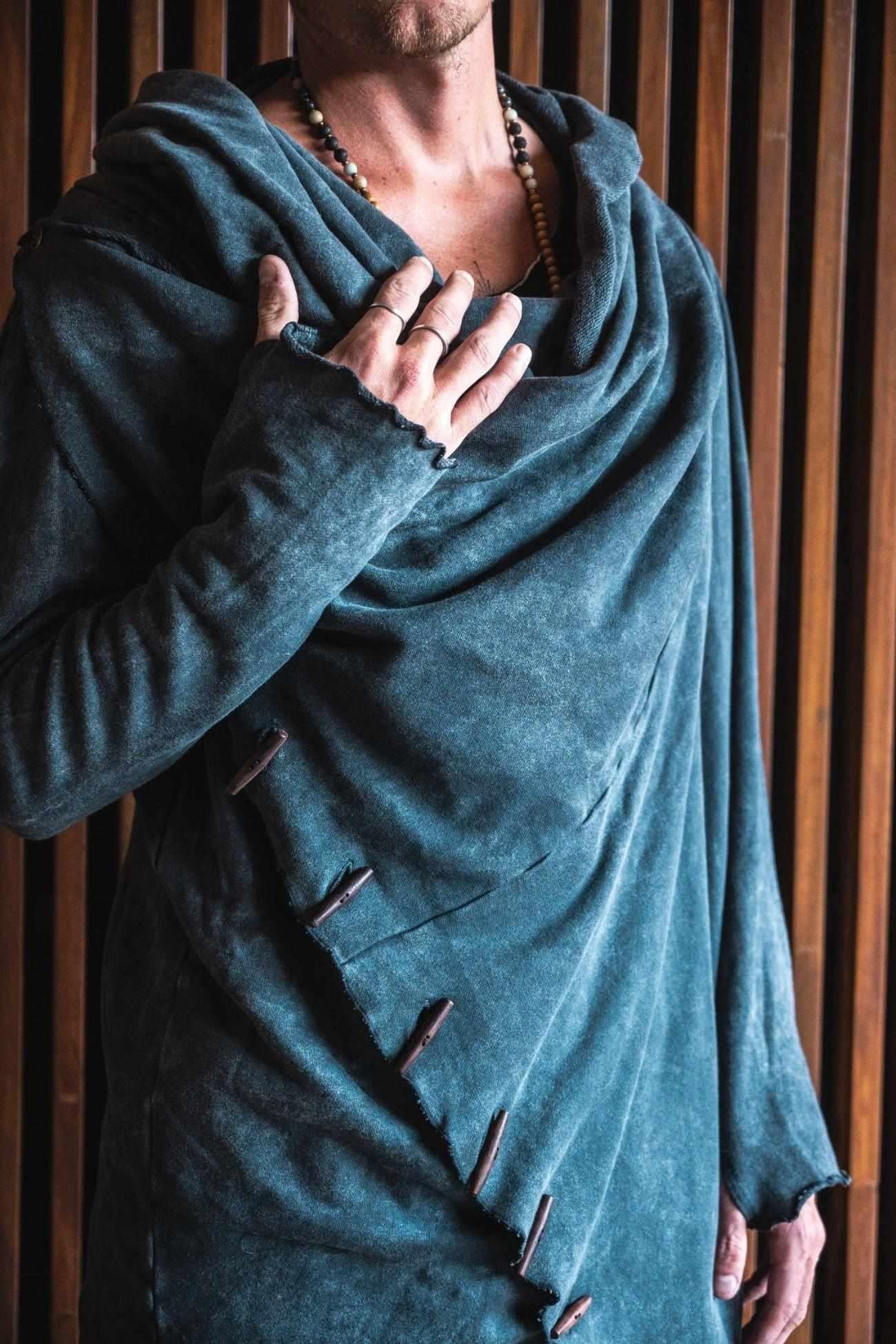 VALO Design Hoodies KENOBI - Jedi style cotton denim hoodie with wooden buttons