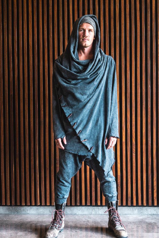 VALO Design Hoodies KENOBI - Jedi style cotton denim hoodie with wooden buttons