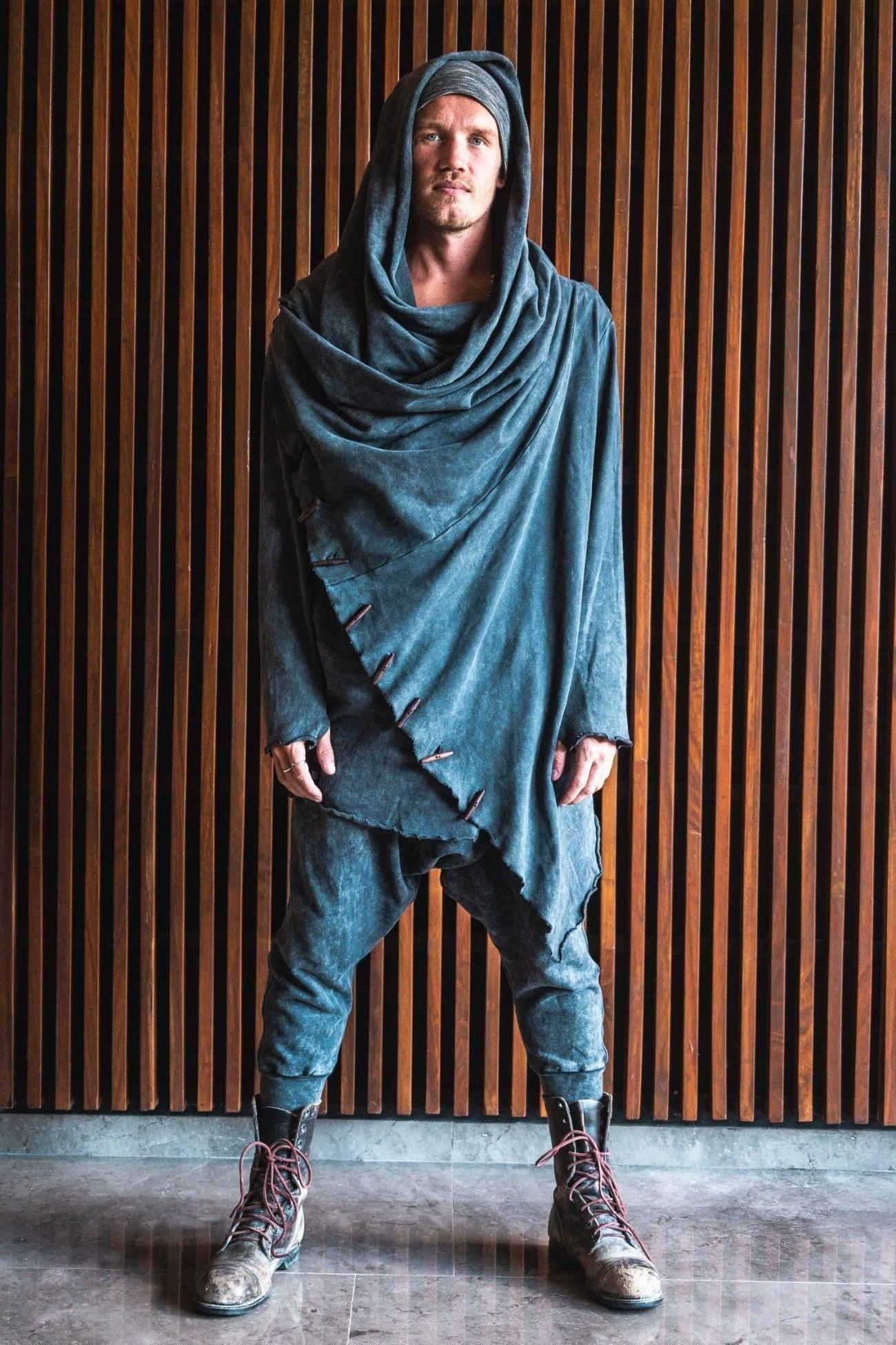 VALO Design Hoodies KENOBI - Jedi style cotton denim hoodie with wooden buttons