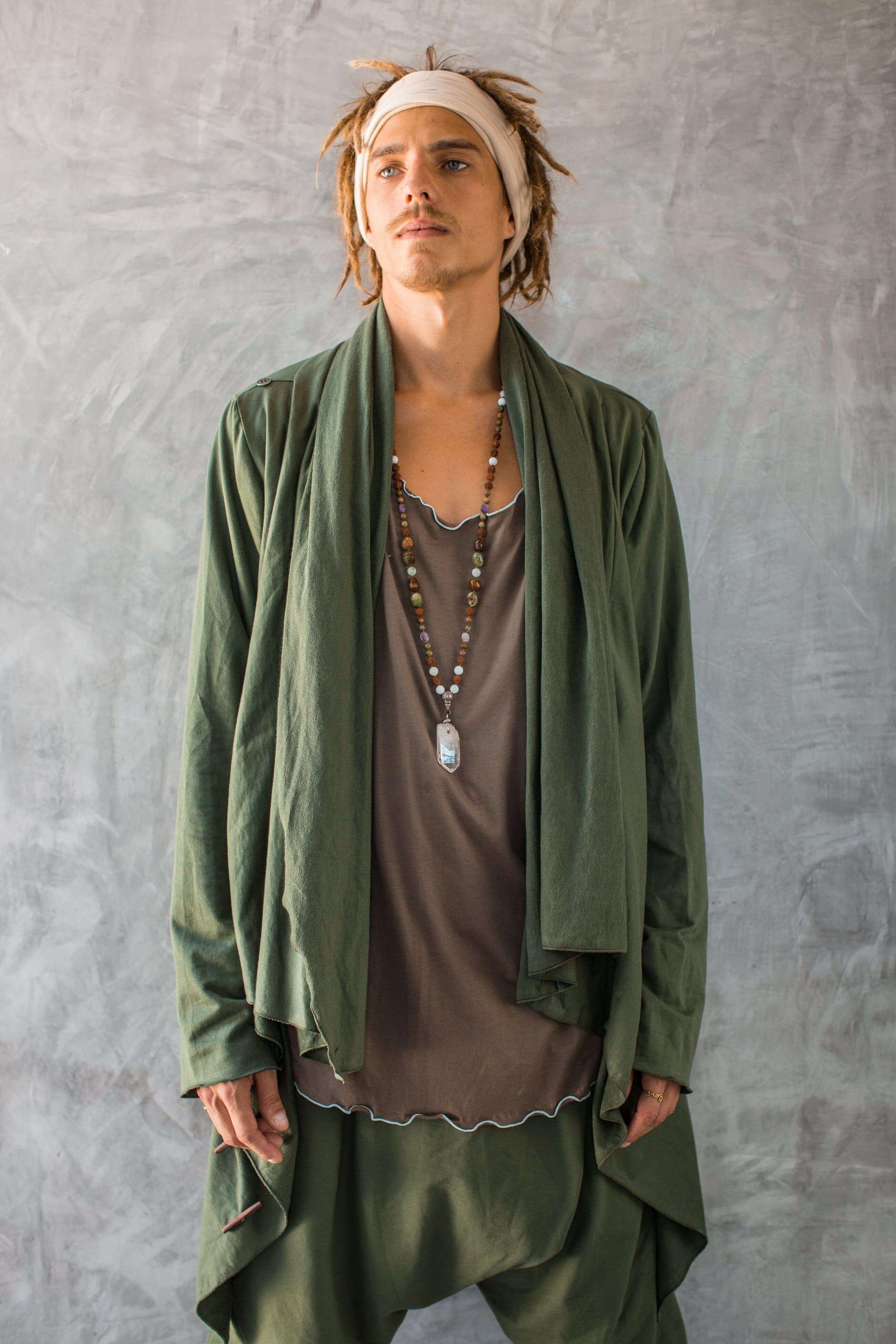 VALO Design Clothing Hoodies KENOBI Forest Green - Jedi style cotton hoodie with wooden buttons