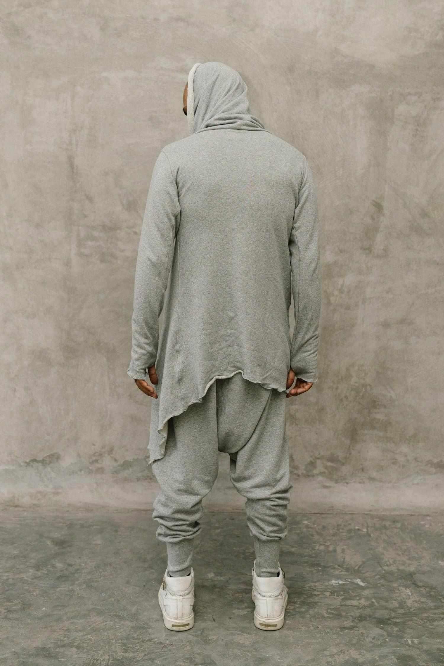 VALO Design KENOBI Misty Grey - Jedi style cotton hoodie with wooden buttons 