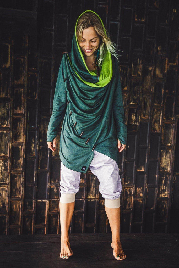 Sage green cotton hoodie / Jedi style cardigan hoodie / unique button hoodie / fall wear  / hoodie men / hoodie women / Playawear