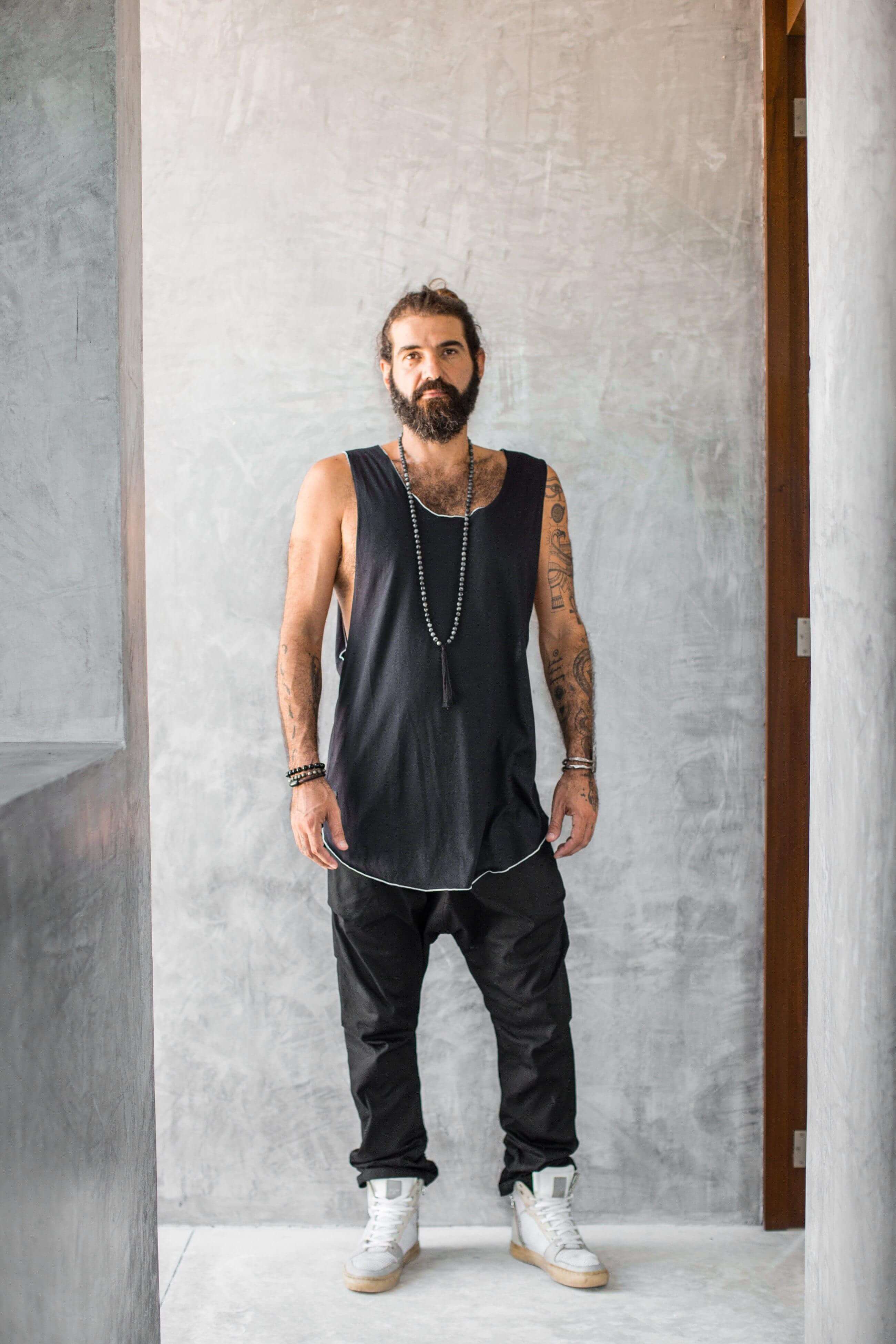 VALO Design Clothing Shirts Black M/L KESÄ -  light sleeveless asymmetric cotton tencel vest tank top
