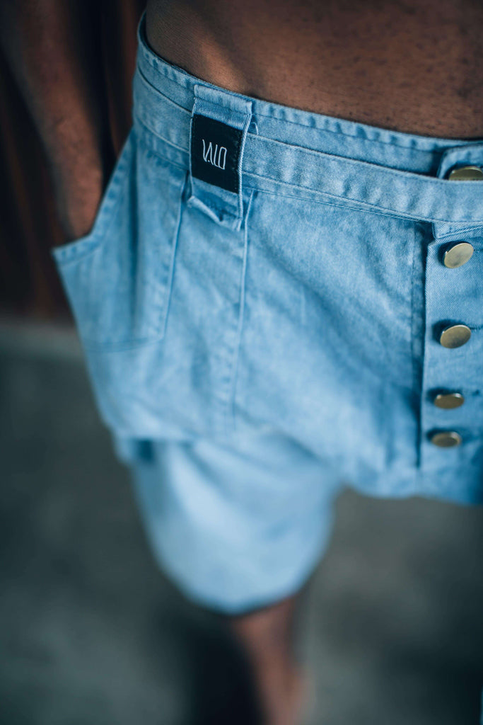 VALO Design Clothing Capris KIVI CAPRI - Stonewash Cotton Drop Crotch Capri Shorts