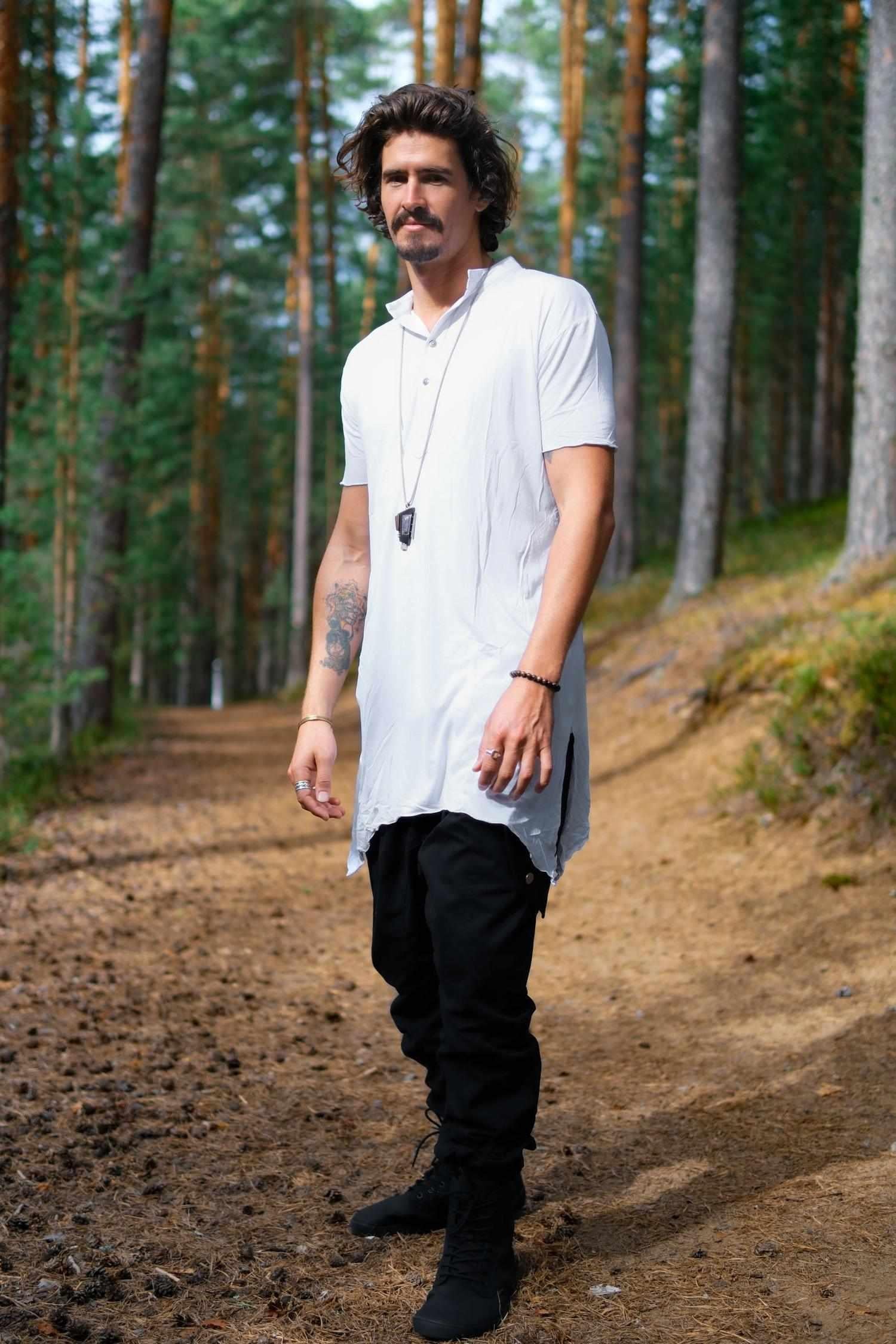 KURTAN - Button Up Oversize Shirt with Asymmetric Side Cuts-Shirts-VALO Design Clothing