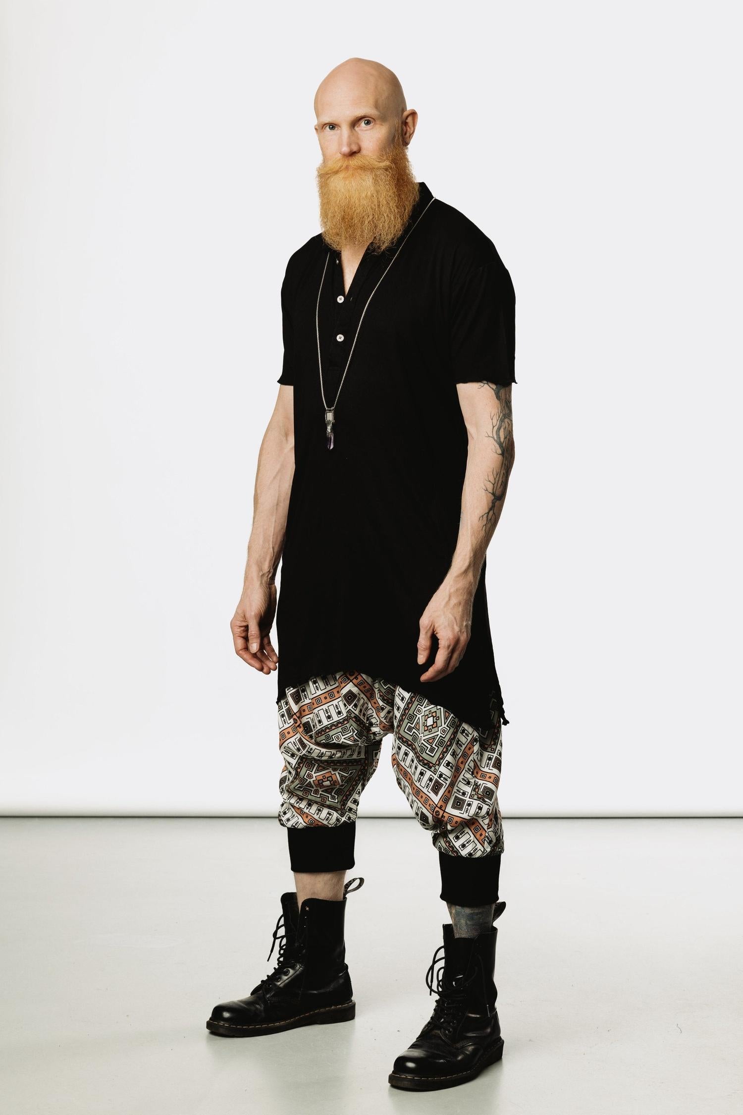 VALO Design Clothing  KURTAN - Bamboo oversize tee with top button up and asymmetric side cuts