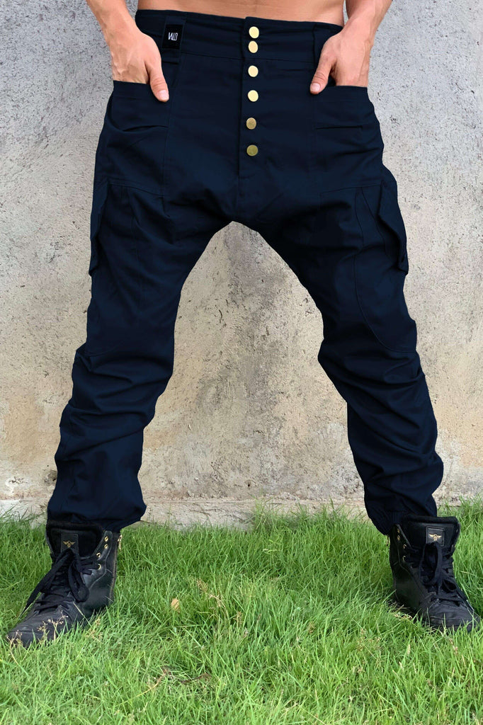 VALOdesigns Pants Navy Blue / S/M LUONTO - Cargo style baggy drop crotch harem pants