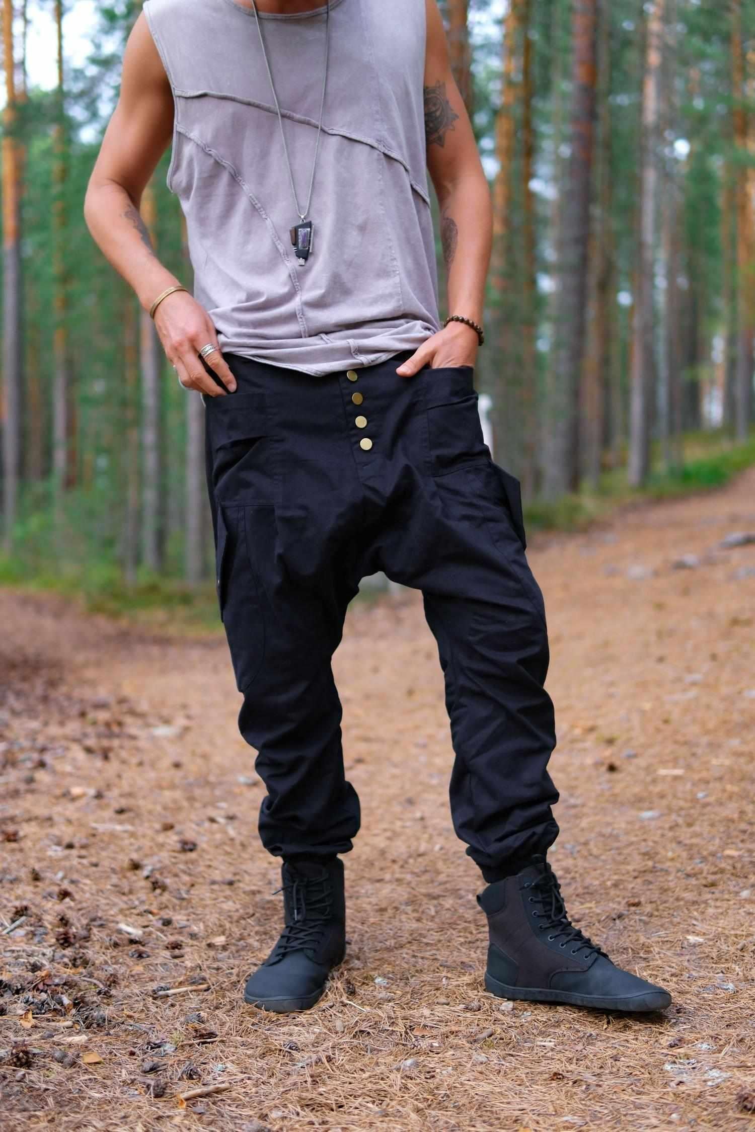 LUONTO - Cargo style baggy drop crotch harem pants