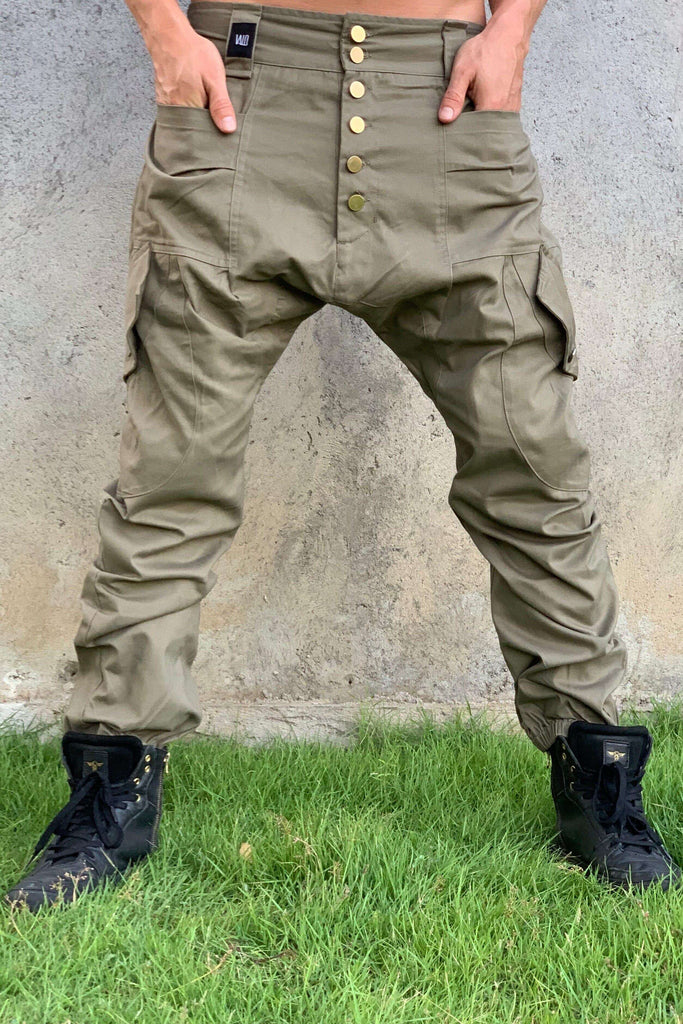 VALOdesigns Pants Olive Green / S/M LUONTO - Cargo style baggy drop crotch harem pants