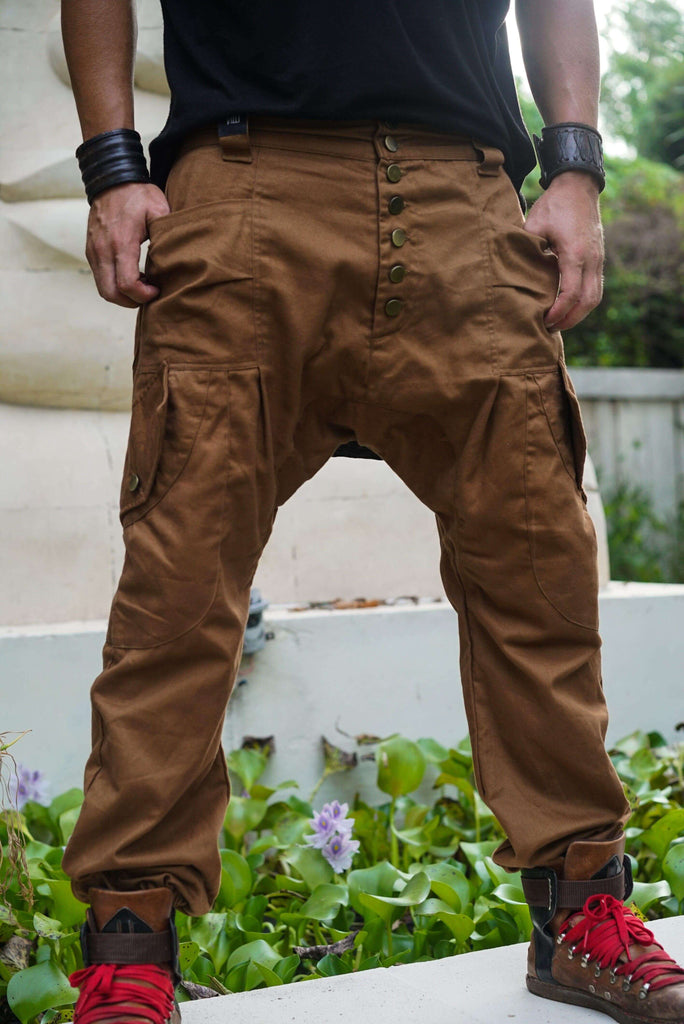 VALOdesigns Pants Chestnut Brown / S/M LUONTO - Cargo style baggy drop crotch harem pants