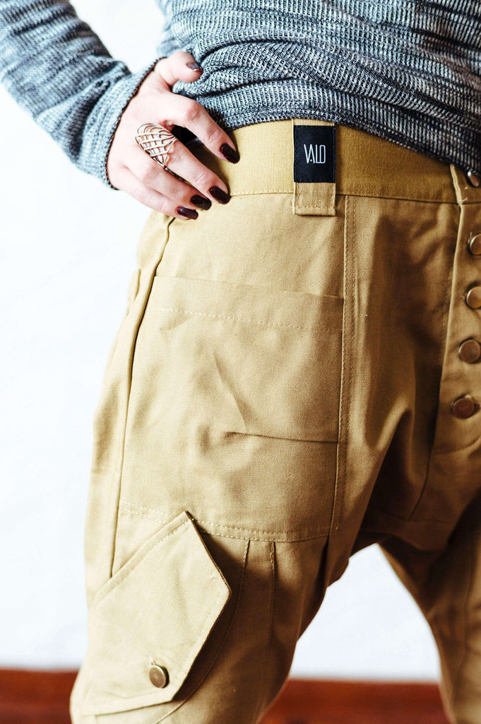 VALOdesigns Pants Golden Brown / S/M LUONTO - Cargo style baggy drop crotch harem pants