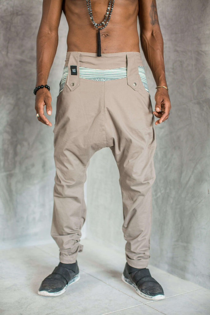 VALO Design Clothing Pants NAVAJO Pants - Light drop crotch denim trousers with tribal front detail