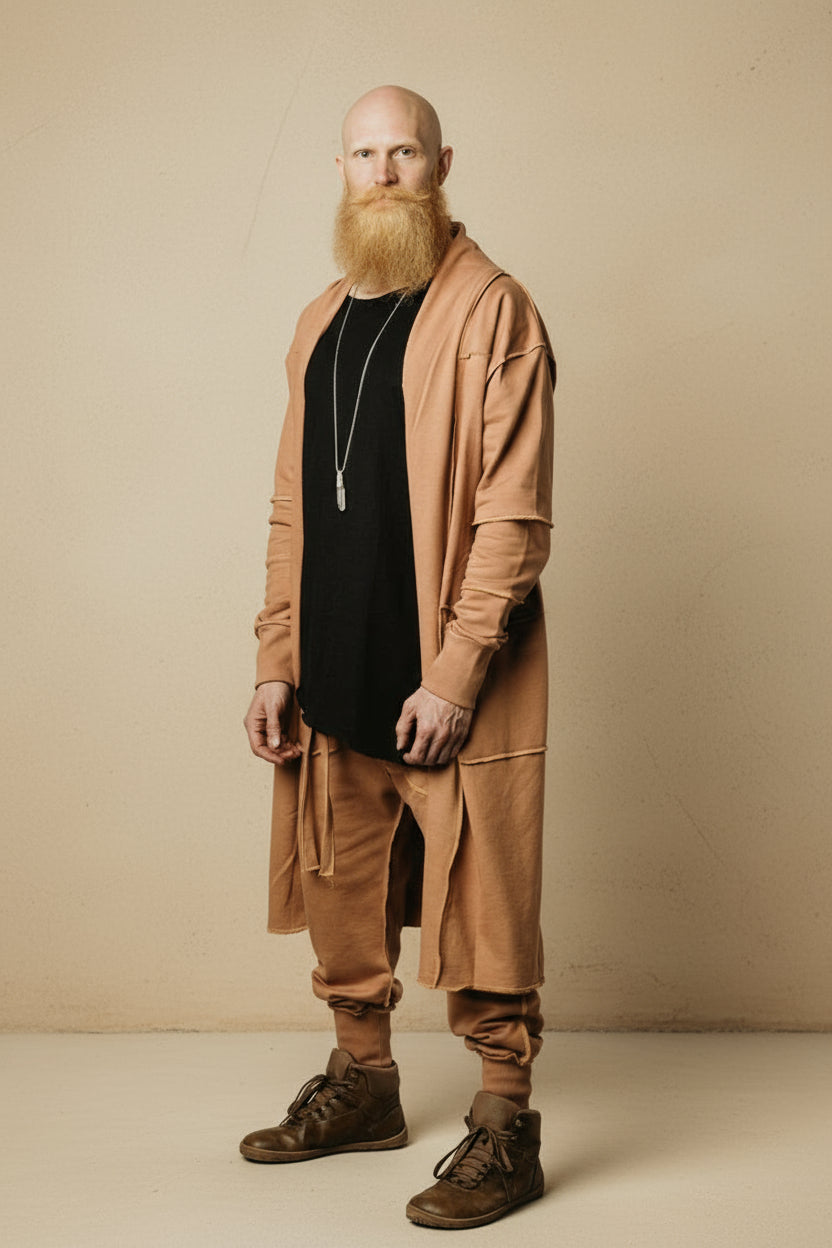 VALO Design Cape NORTHENER – A soft and comfortable long-sleeve hooded cardigan made from high-quality 100% French Terry cotton, featuring overlock stitching for added detail