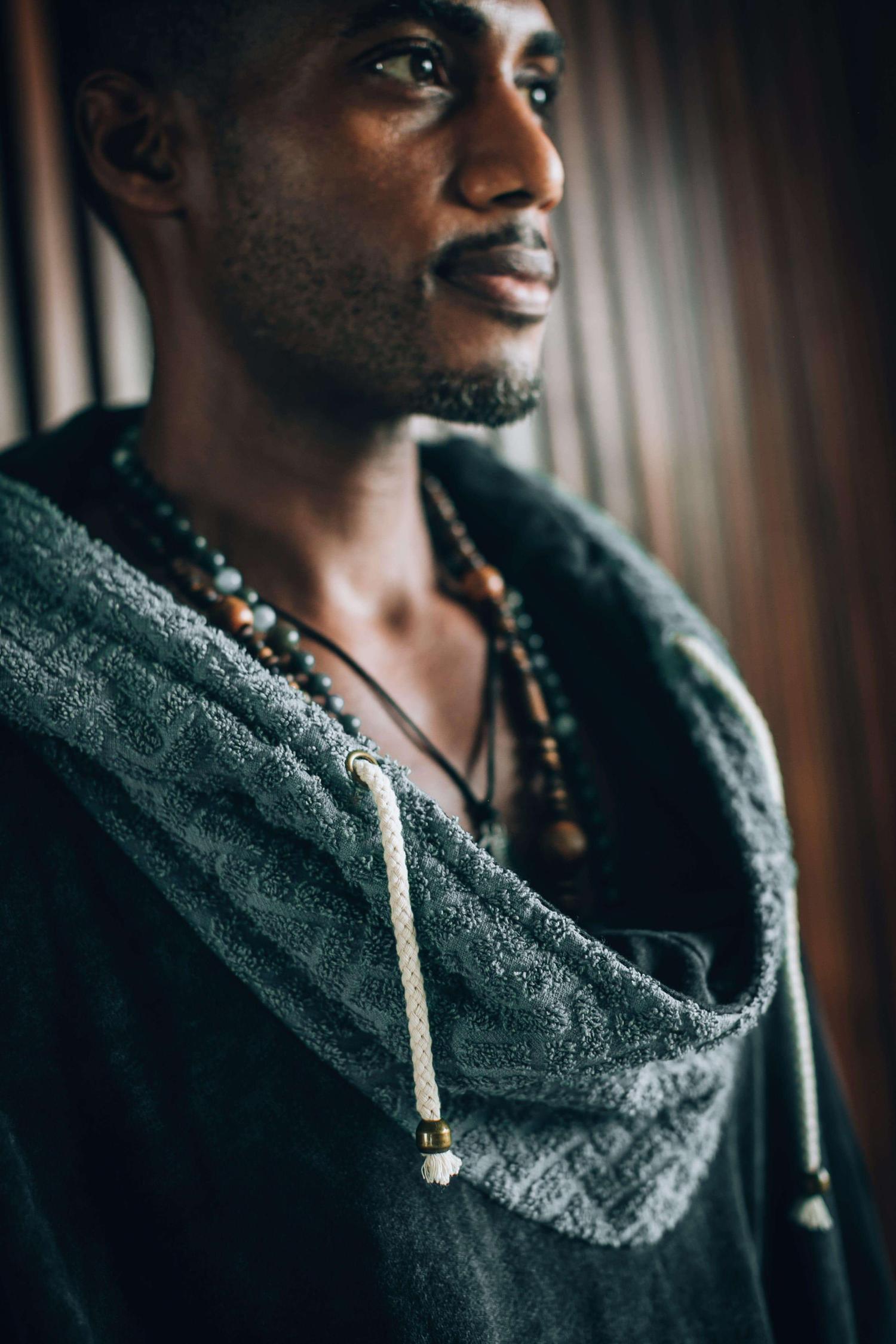 VALO Design Hoodies ONSEN - Inspired by Japanese aesthetics, our new hooded poncho robe kaftan ONSEN is made from 100% Terry Cotton, durable and smooth natural material