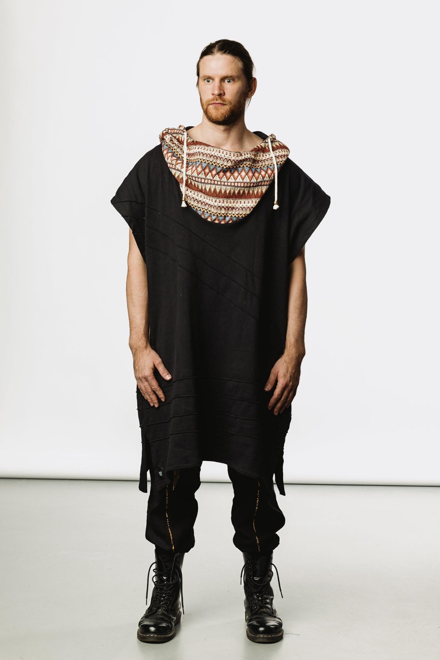 VALO Design Hoodies ONSEN - Inspired by Japanese aesthetics, our new hooded poncho robe kaftan ONSEN is made from 100% Terry Cotton, durable and smooth natural material