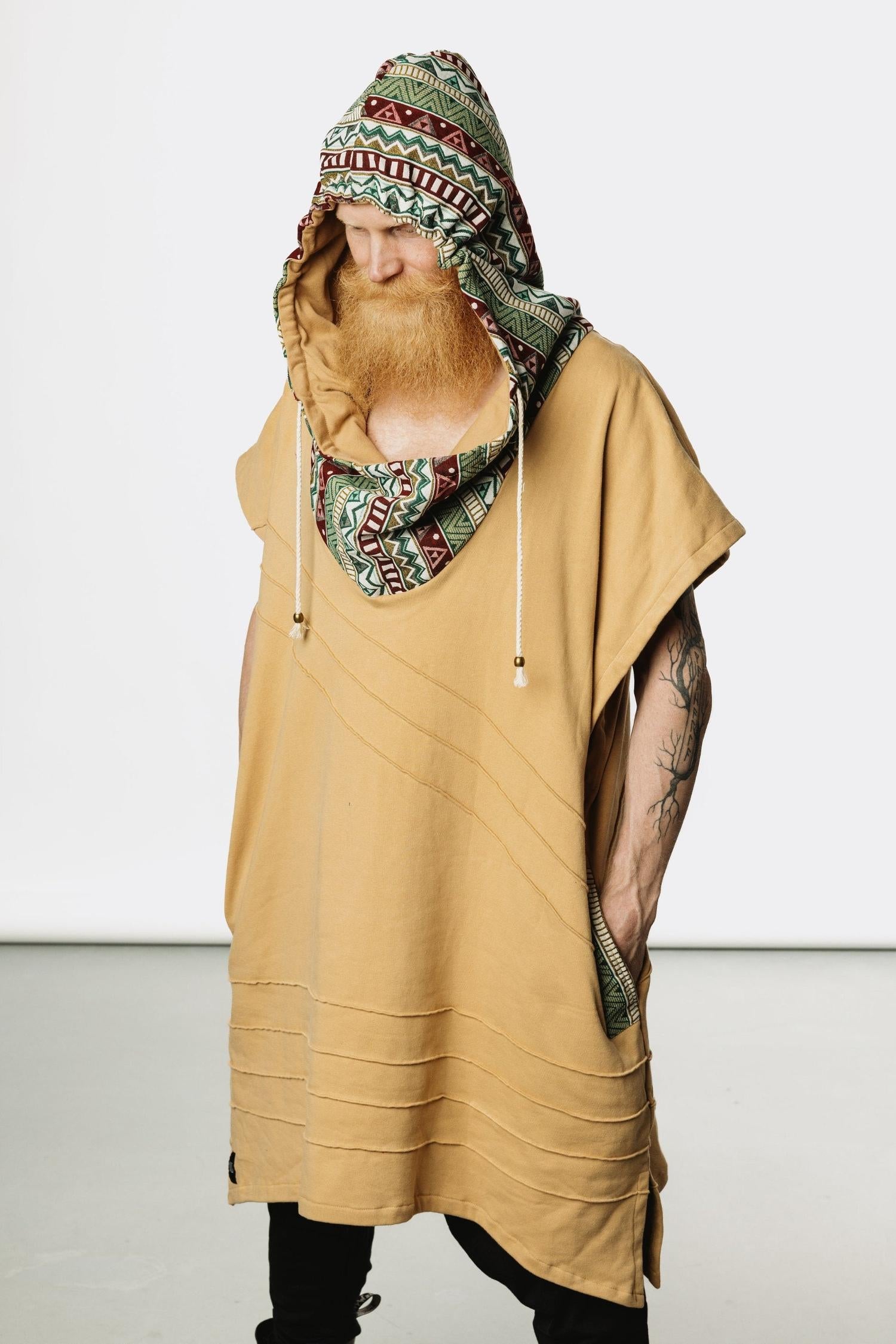 VALO Design Hoodies ONSEN - Inspired by Japanese aesthetics, our new hooded poncho robe kaftan ONSEN is made from 100% Terry Cotton, durable and smooth natural material