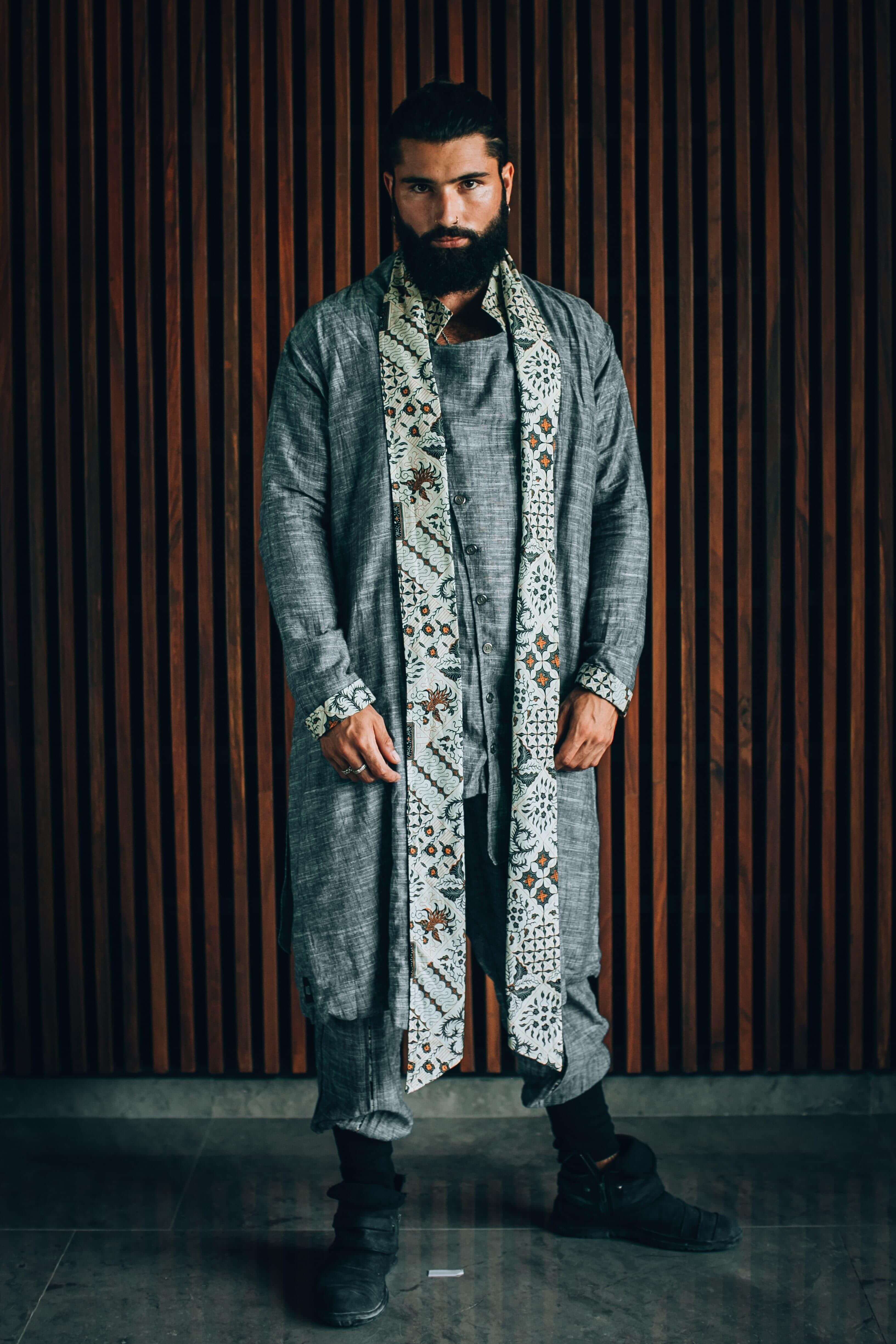 VALO Design Clothing Jackets QI JACKET - Japanese inspired kimono style high quality linen cotton jacket
