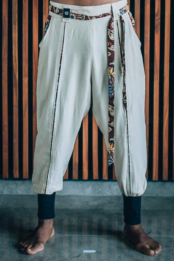 VALO Design Clothing Pants S/M / Cream Linen QI PANTS - Oriental Drop Crotch Linen Pants