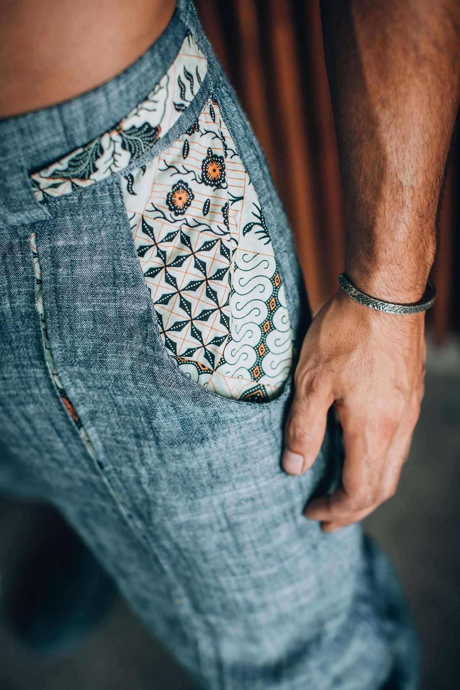 VALO Design Clothing Pants QI PANTS - Oriental Drop Crotch Linen Pants