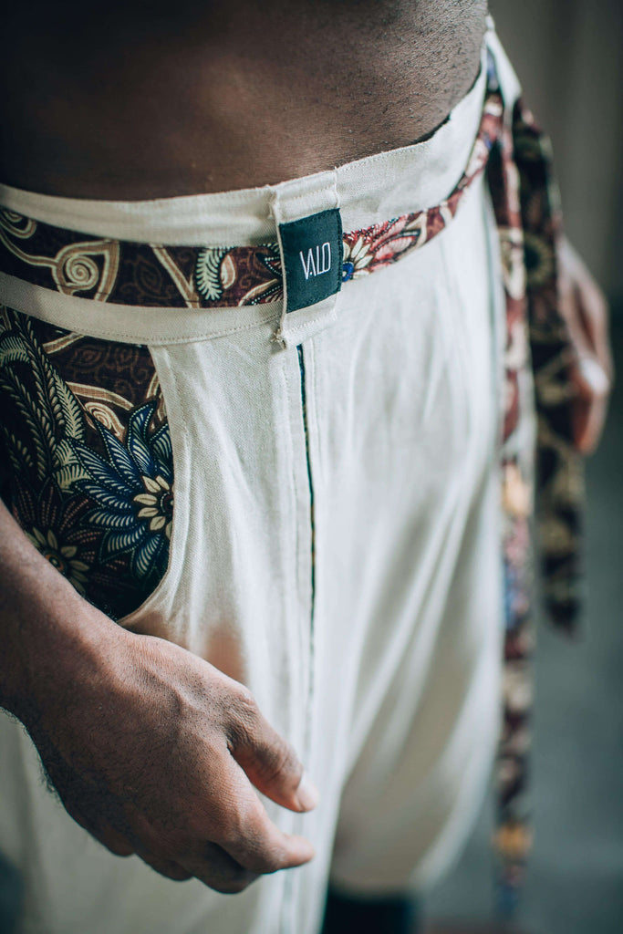 VALO Design Clothing Pants QI PANTS - Oriental Drop Crotch Linen Pants
