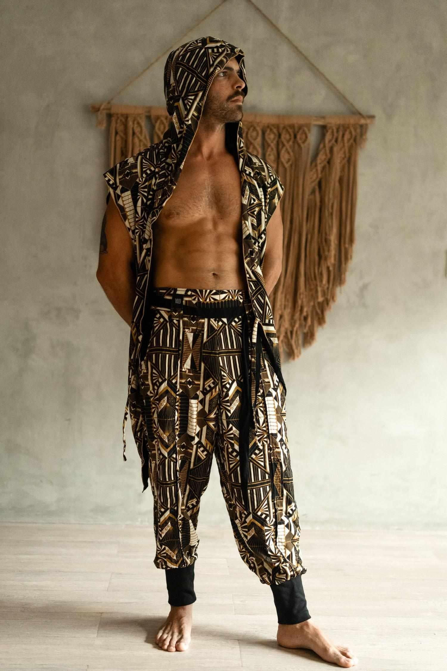 QI PANTS Prism - Oriental Print Art Tencel Pants-Pants-VALO Design Clothing