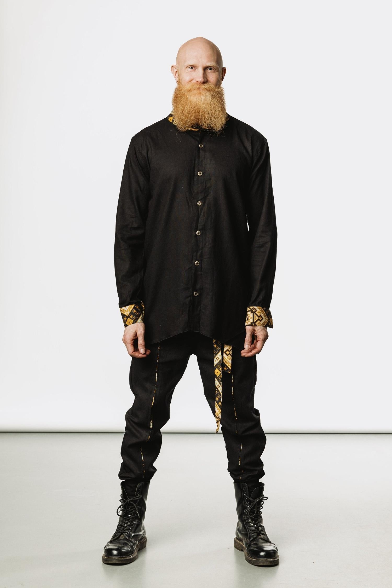 VALO Design Clothing Shirts QI SHIRT - A classic slim fit button up shirt with bali batik details and asymmetric cut