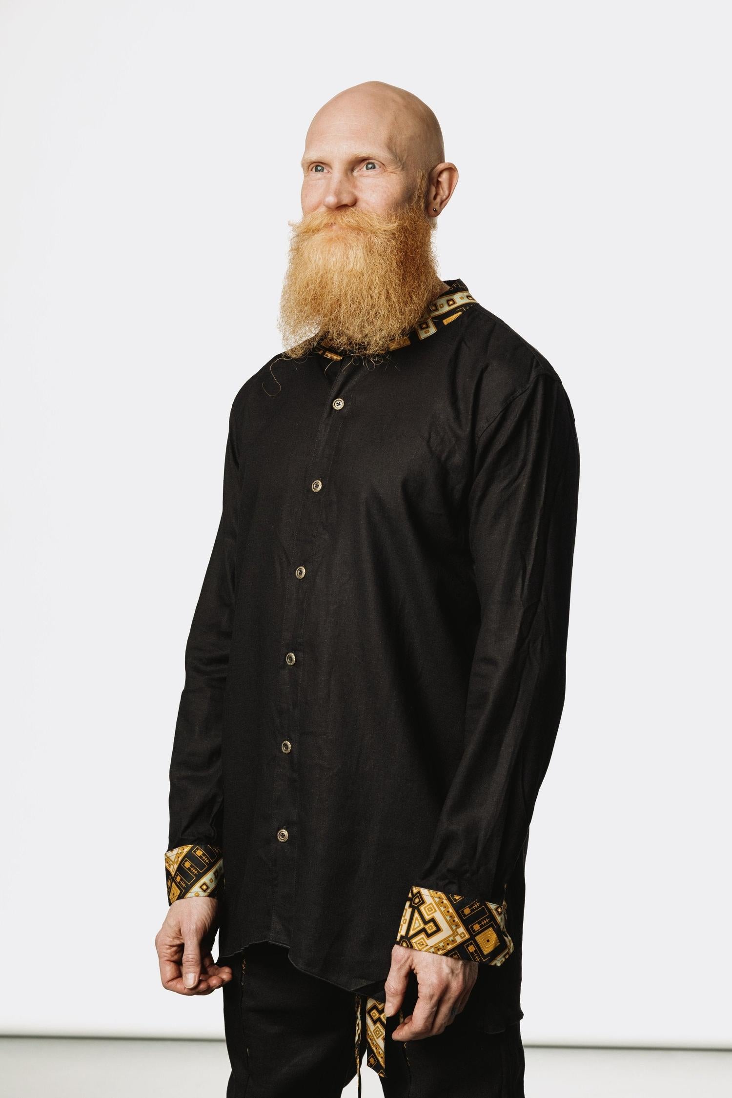 VALO Design Clothing Shirts QI SHIRT - A classic slim fit button up shirt with bali batik details and asymmetric cut