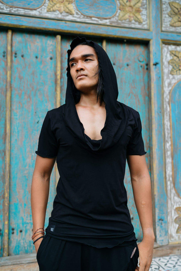 asymmetric t-shirt / hooded bamboo t-shirt / ninja assassin hoodie / unique hoodie