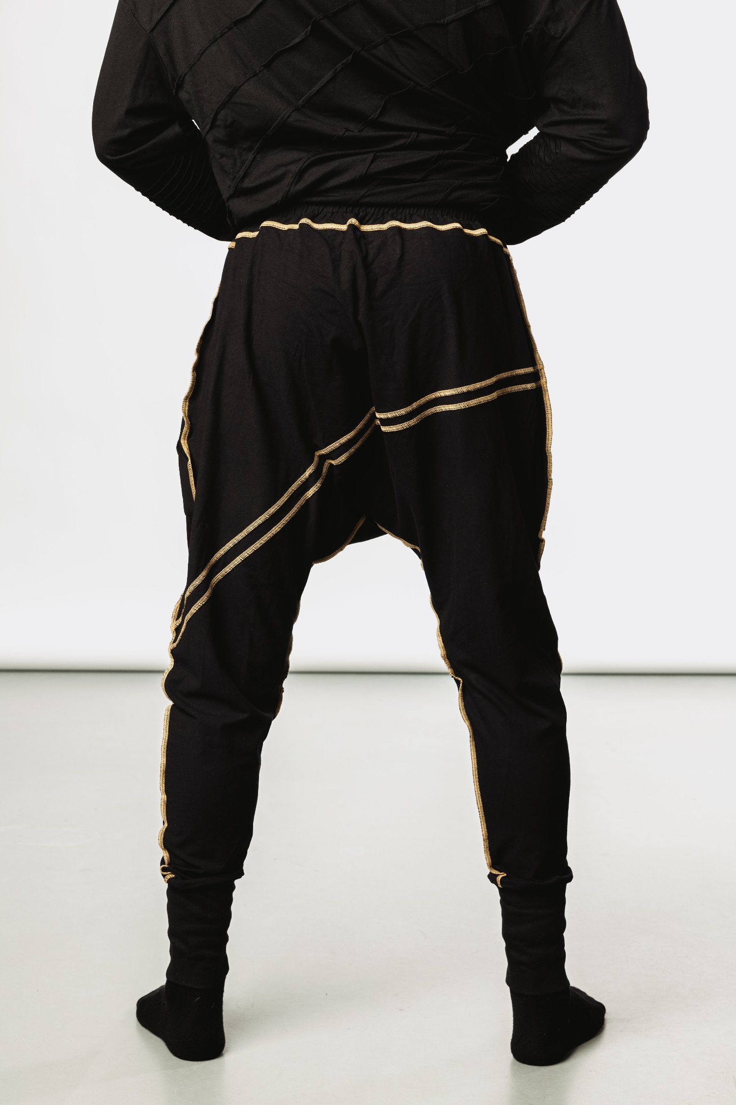 SAUDARA Pants - Baggy Slim Leg Bamboo Drop Crotch Joggers-Pants-VALO Design Clothing