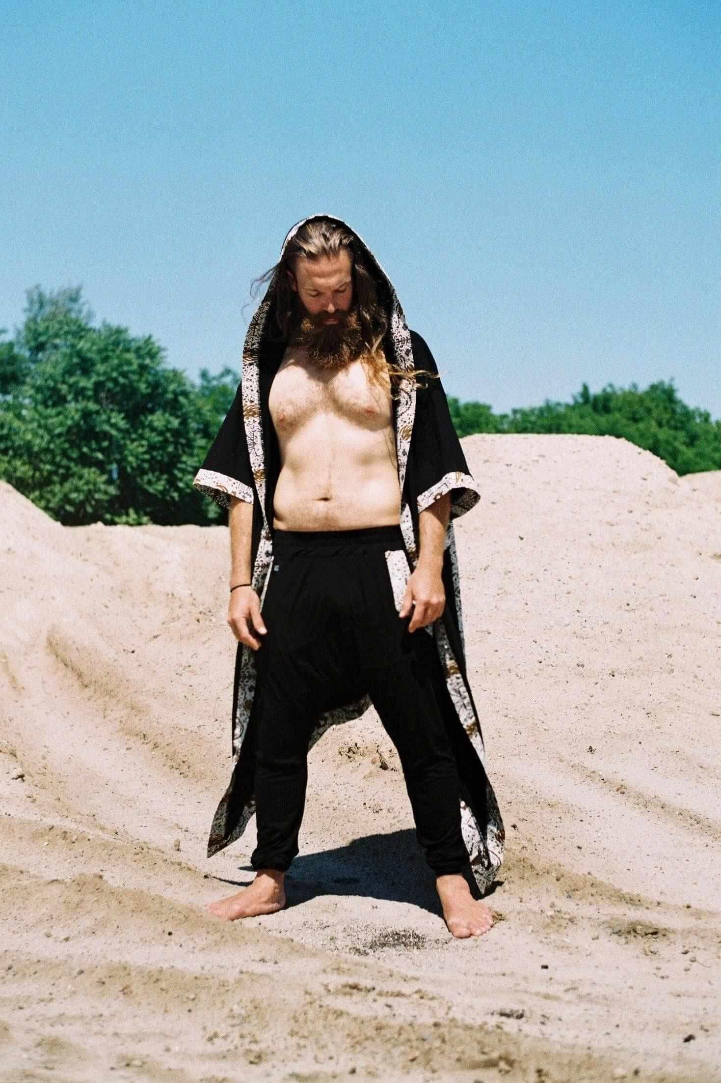 VALOdesigns Pants Black Thin Bamboo / S/M SHIVAJI - bamboo stretch slim leg drop crotch pants with unique details