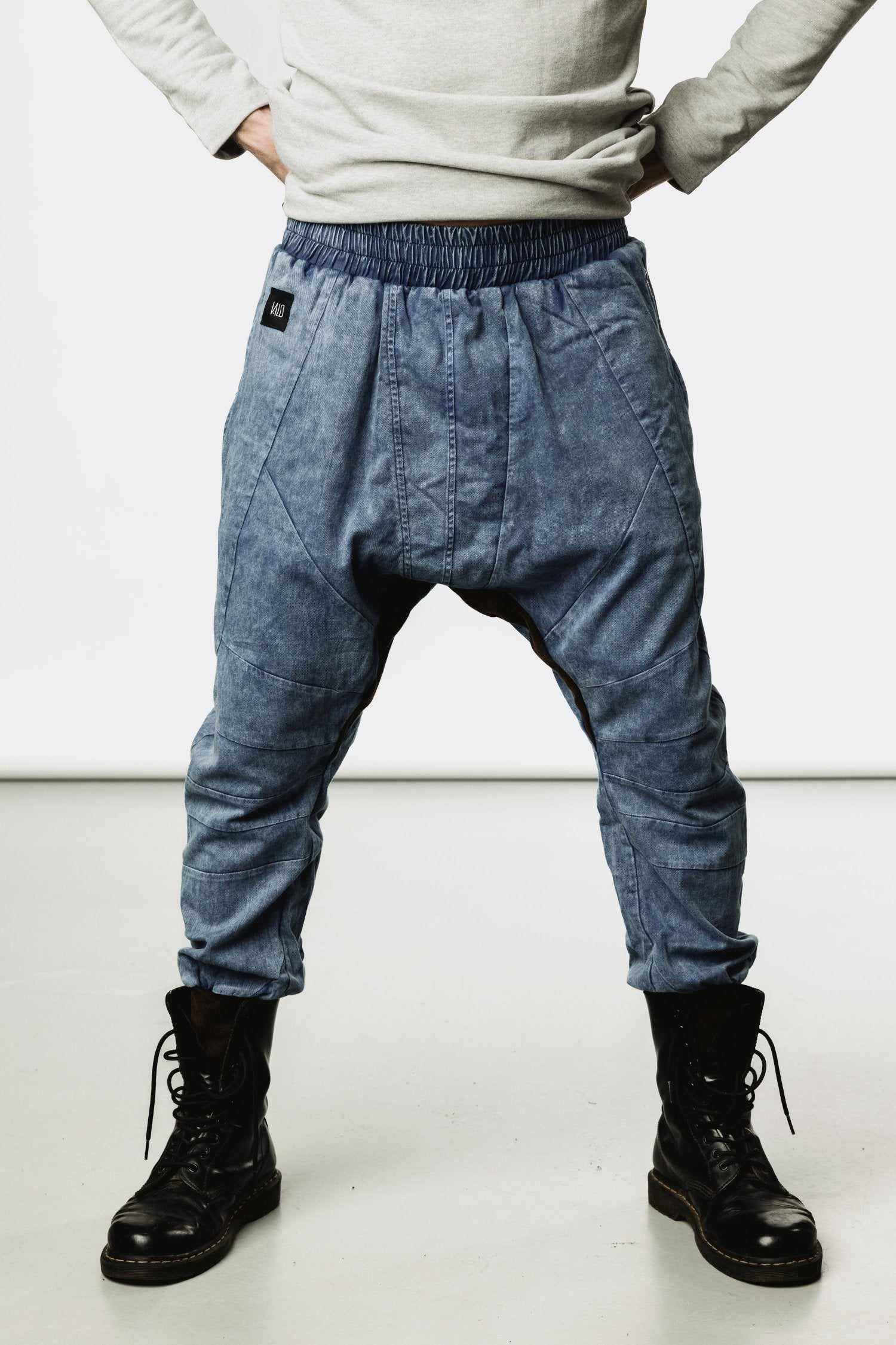 SISU Pants - Drop Crotch Jogger Denim Pants-Pants-VALO Design Clothing