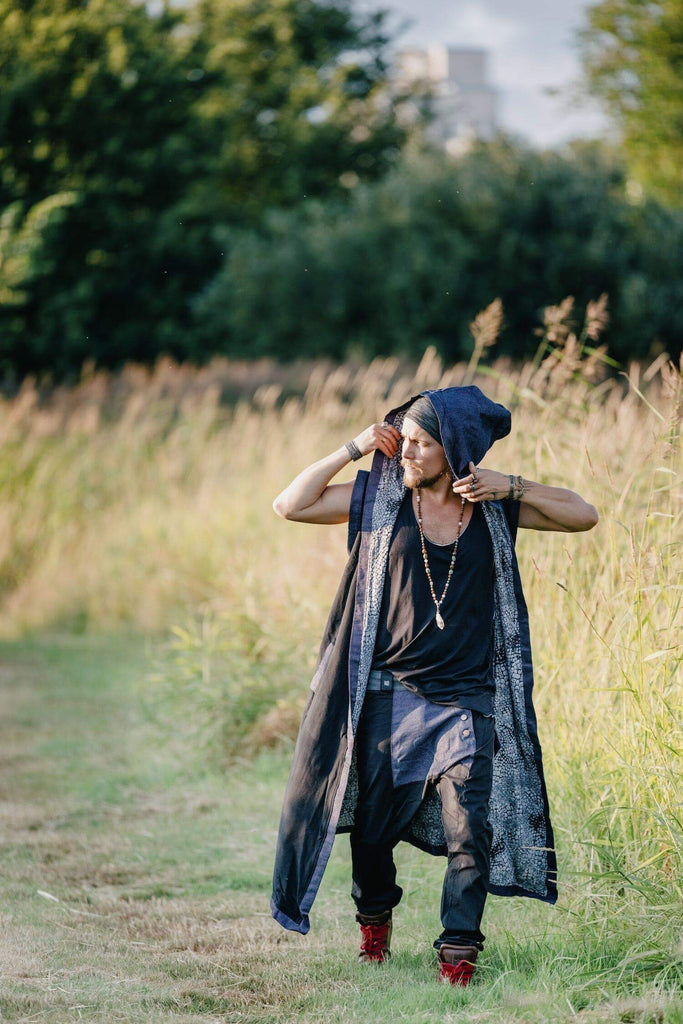 VALOdesigns Capes TAIKA WARRIOR - Impressive bamboo/cotton jedi & shamanic reversible hooded cloak for Burningman